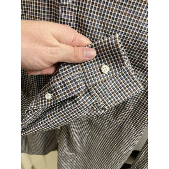 Billy Reid Shirt Mens M Blue Red Long Sleeve Button Up Gingham 100% Cotton Italy - Picture 8 of 9